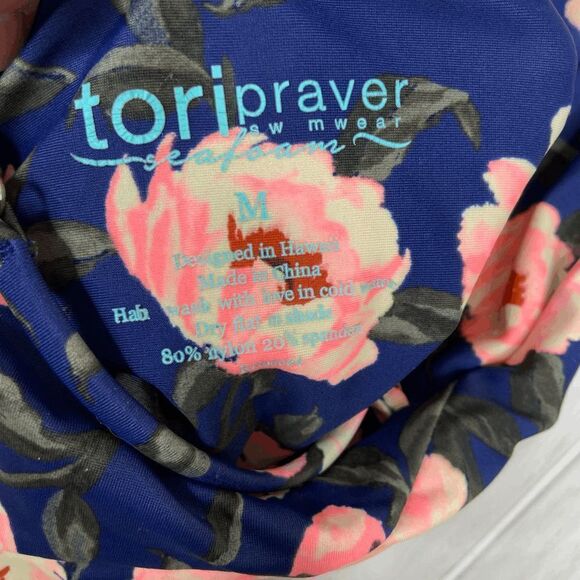 Tori Praver Floral One Piece Strappy Swimsuit Women's Size Medium - Picture 4 of 5